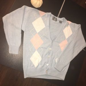 Light blue/pink/white v-neck sweater